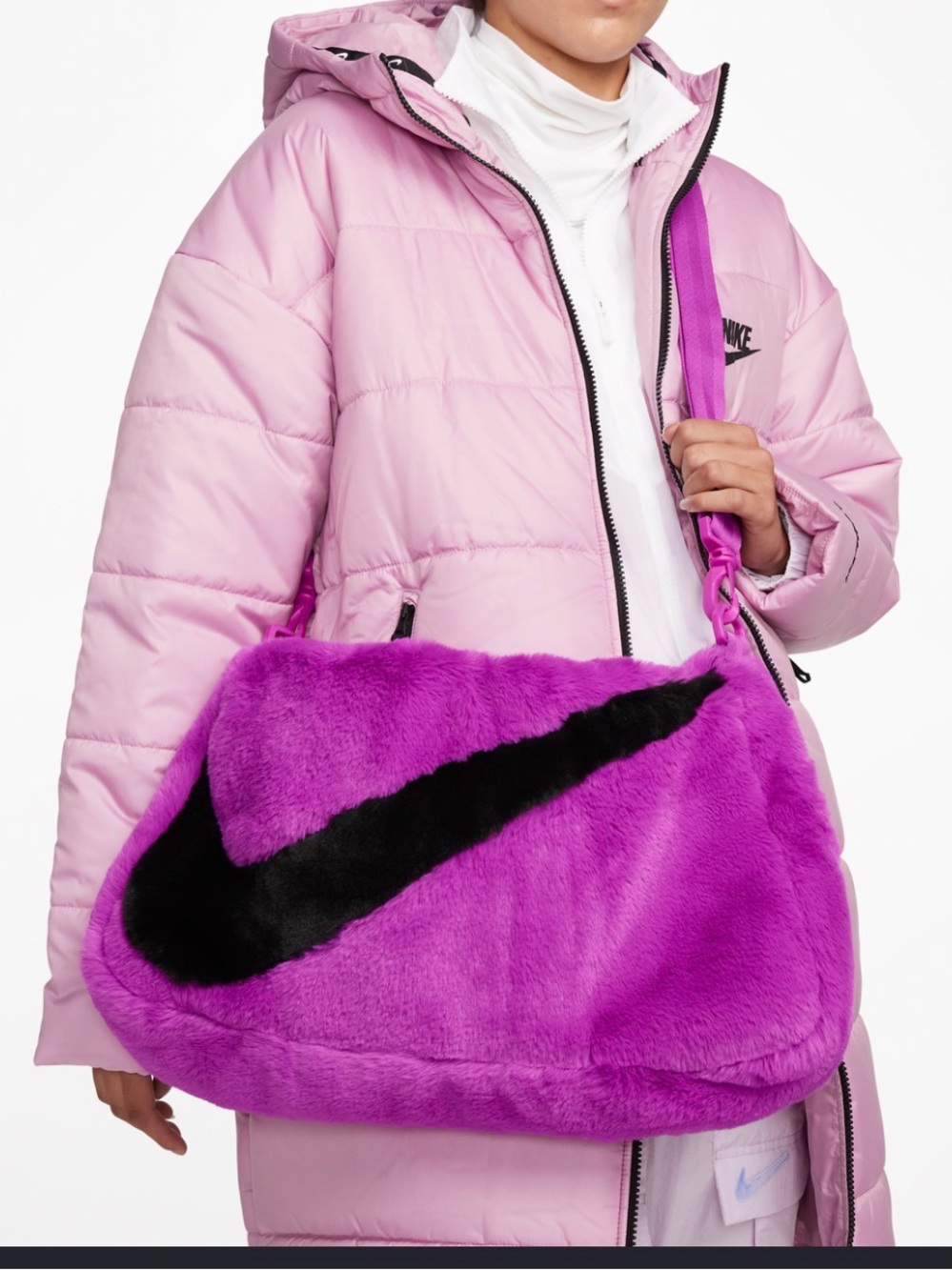 Nike Purple Faux-Fur Shoulder Bag